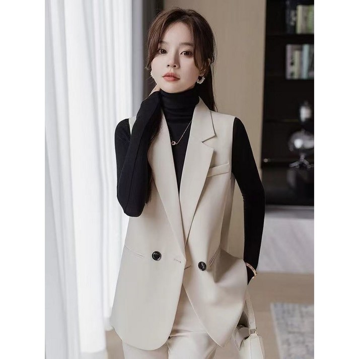 에버리씽 여성 원버튼 카라 하프 정장 조끼 베스트 M241