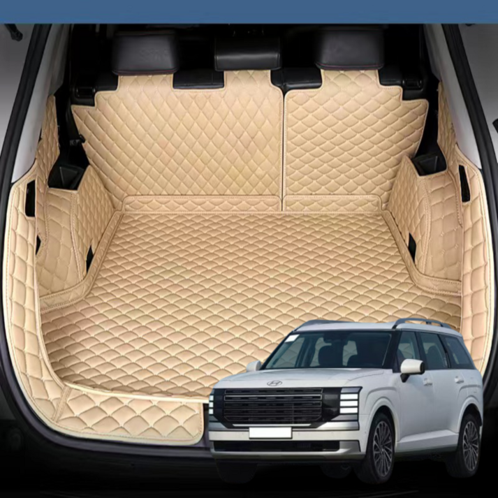 럭키카 디올 뉴 팰리세이드 LX3 트렁크매트 차박매트 카매트 방수 풀커버, 아이보리, 7인승3열전동