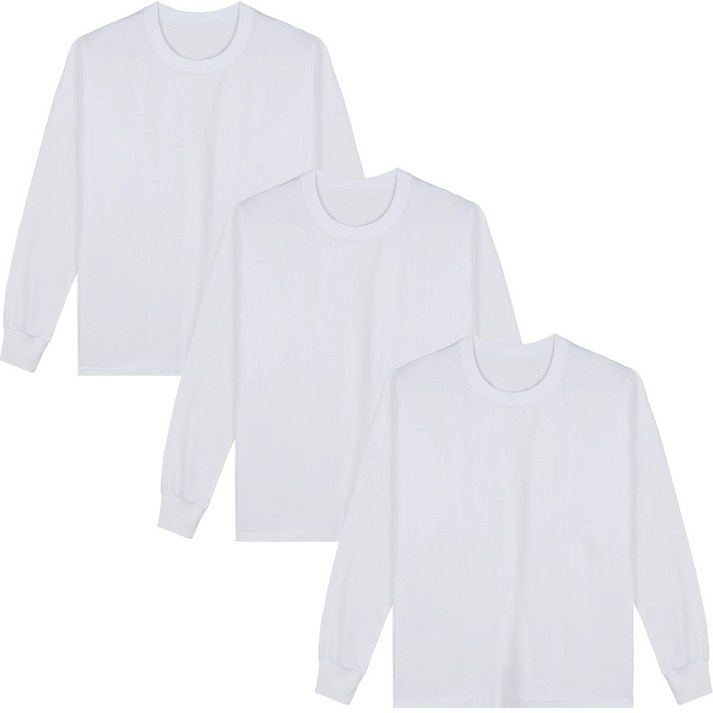 예스플러스 국내산 베이직 고밀도 순면 긴팔면티 3P손목시보리