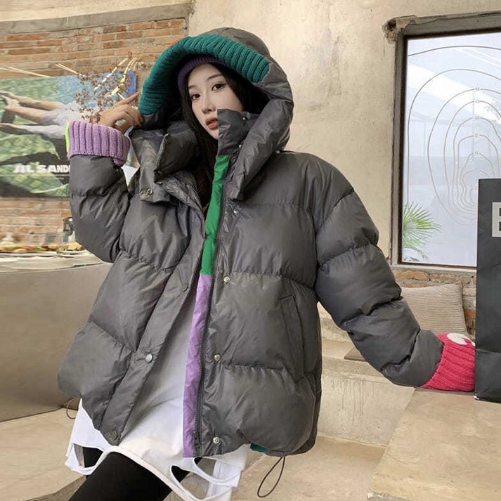 코디코치 여자 겨울 크레용 패딩 숏 집업 자켓 누빔 후드 점퍼
