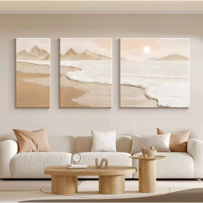 아르테리에 유화 그림액자 거실 인테리어 그림 3종 세트, 일몰과 바다