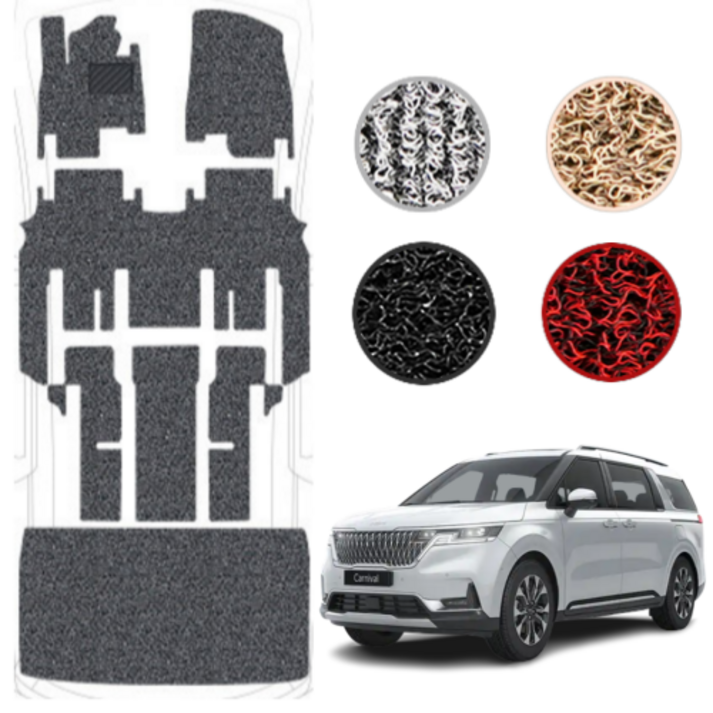 4세대 KA4카니발 코일매트 확장형 풀세트, 블랙, KA4카니발9인승컴포트옵션O