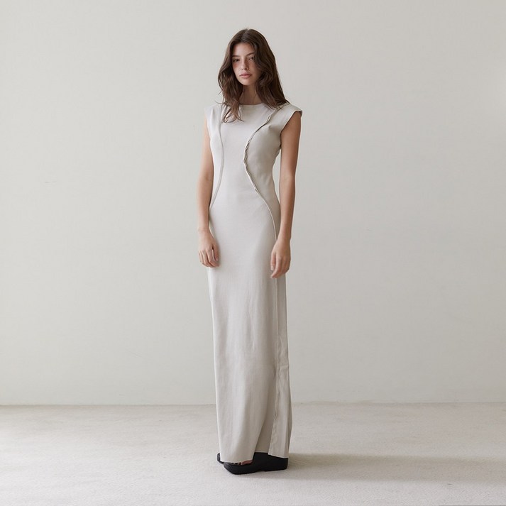 RVIS cutting maxi dresses beige RVIS cutting maxi dresses beige