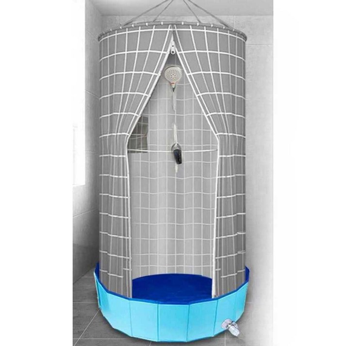 욕실샤워커튼 간이 샤워부스 방수 원단 커튼 휴대용 목욕 보온