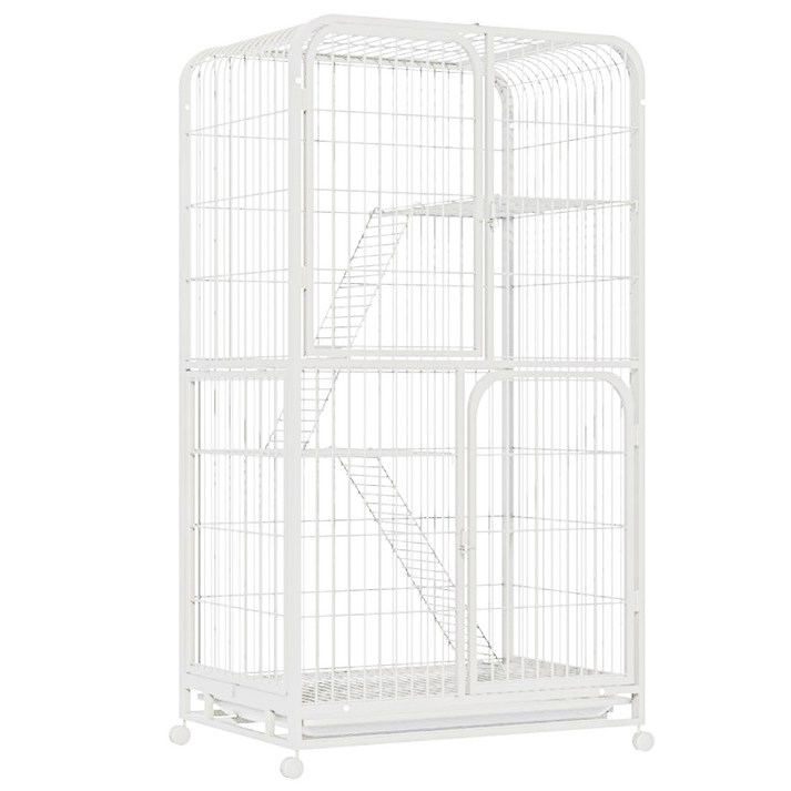 리빙가감법 반려동물 고품질 조립식 4단 고양이 케이지 튼튼한 메탈 간편이동 잠금 가능한 바퀴가 있는 탈출 방지 고양이 철장 이동식 고양이 대형 케이지