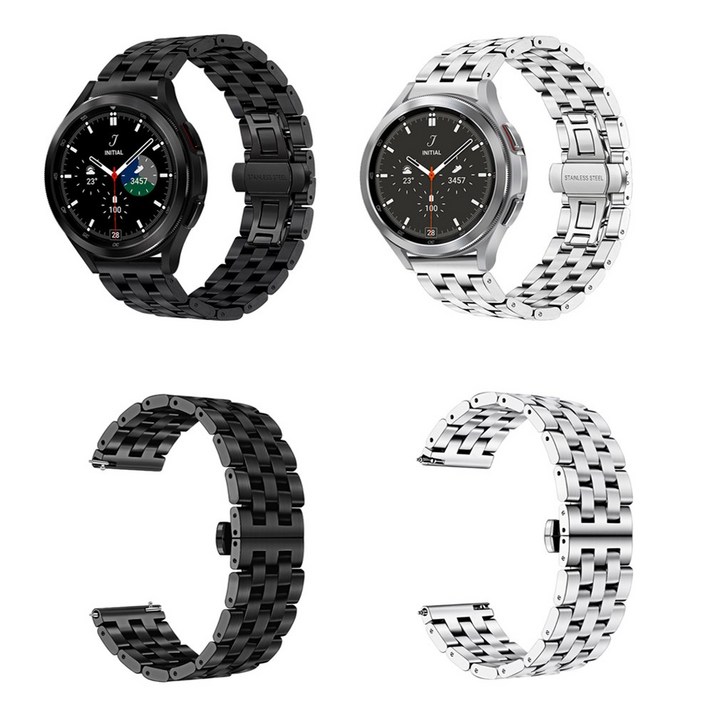 SMR920R910R9005 갤럭시워치5 40 44 프로45MM 고급 클래식 메탈 시계줄 스트랩 밴드, 블랙