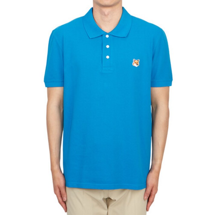 메종키츠네 폭스헤드 남성 카라 반팔티셔츠 LM00208KJ7002 P451