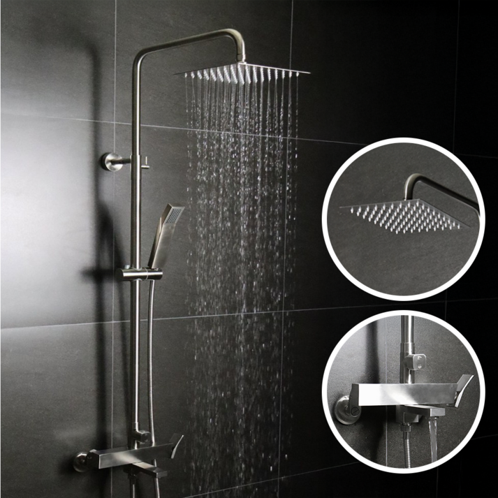 로딘 사각 레인샤워 해바라기 무광 스텐 샤워기 수전 수도꼭지 IN232, 실버, 1개