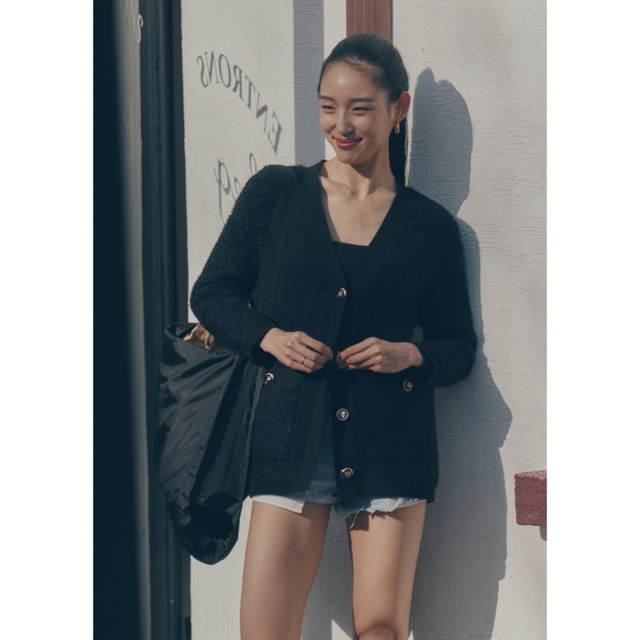 세이에라 데일리 브이넥 루즈 가디건 블랙