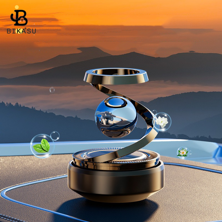 BIKASU 태양능 자동 회전 차량용 방향제 새차선물 고급 차량용디퓨저 차량장식품