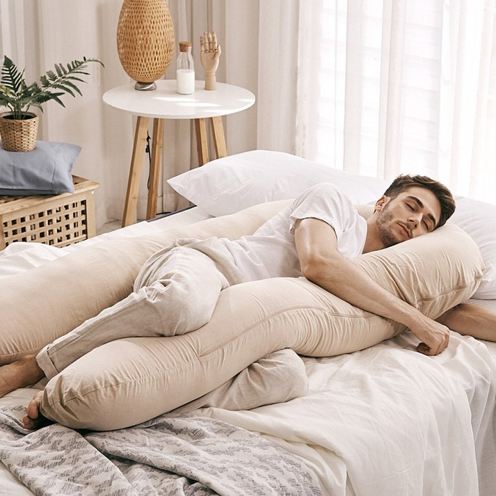 베드메이트유 바디필로우 피그먼트 점보 U자 대형 전신베개, 베이지