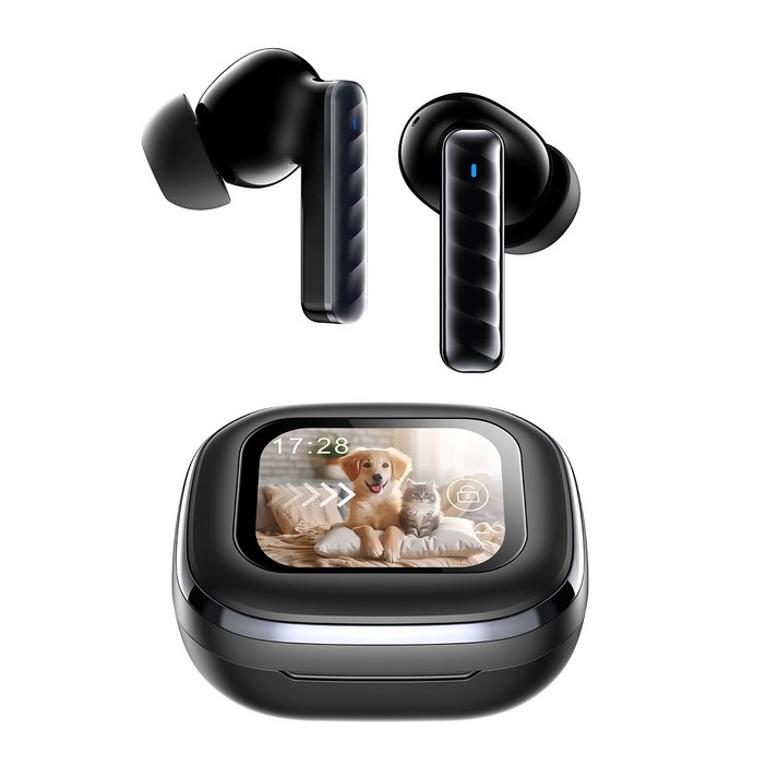 TRYSEEK 터치스크린 LCD디스플레이 무선 블루투스 이어폰 c타입 ANC노이즈캔슬링 커널형