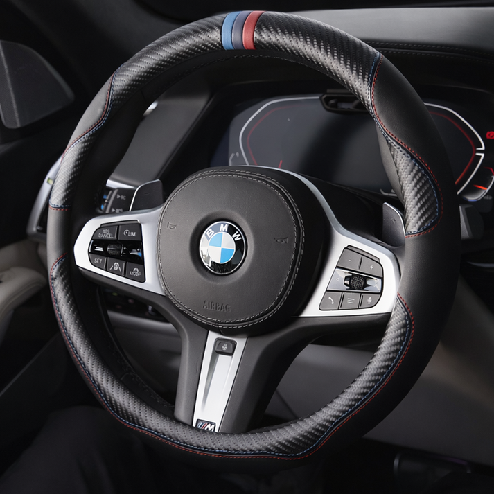 [MAA] 몬스터 M 자동차 핸들커버 가죽 BMW 전용 카본 패턴 D컷 논슬립 스티어링휠 커버 얇은 그립 퍼포먼스 튜닝 3 5시리즈 7시리즈 i시리즈 호환 차량용 인테리어 드레스업