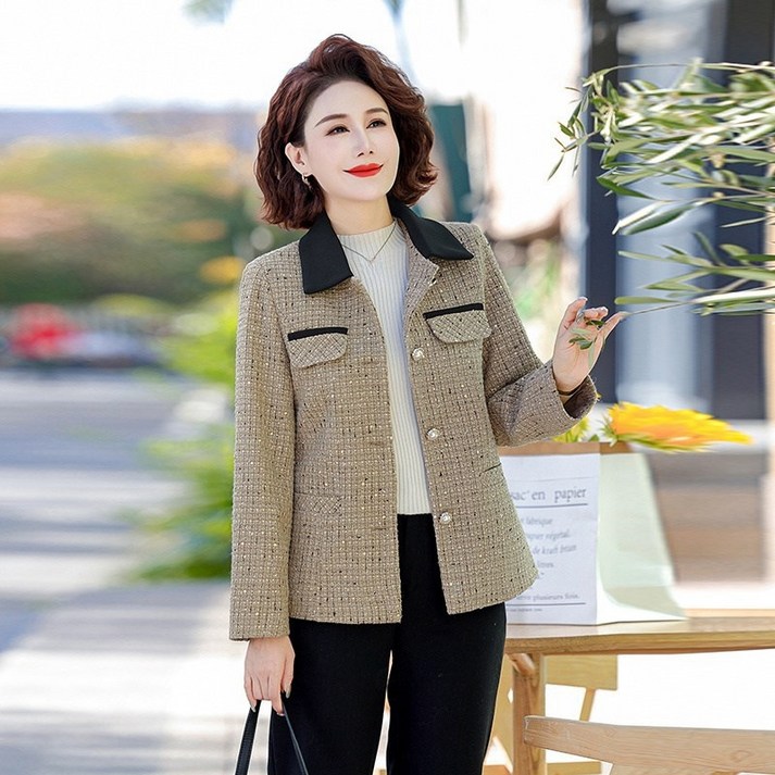 예니브 여자자켓 봄가을 패션 중년 엄마 루즈핏 트위드자켓