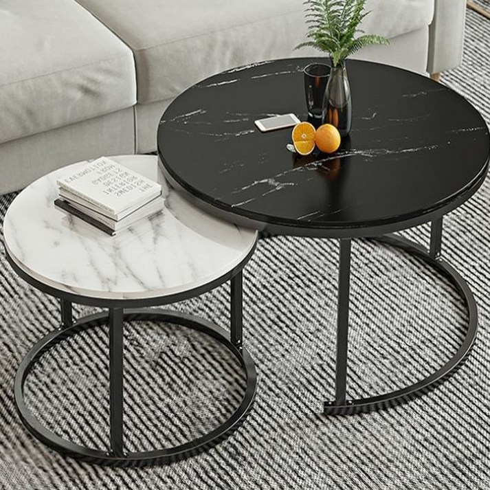 하루꿈 원형 테이블 세트 거실 소파 인테리어 접이식 조합형 홈카페 수납 디자인 티테이블