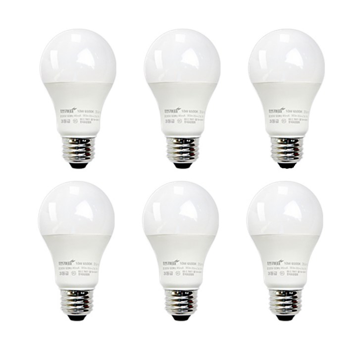 번개표 LED 전구 삼파장 램프 볼전구 벌브 볼램프, 주광색, 1개