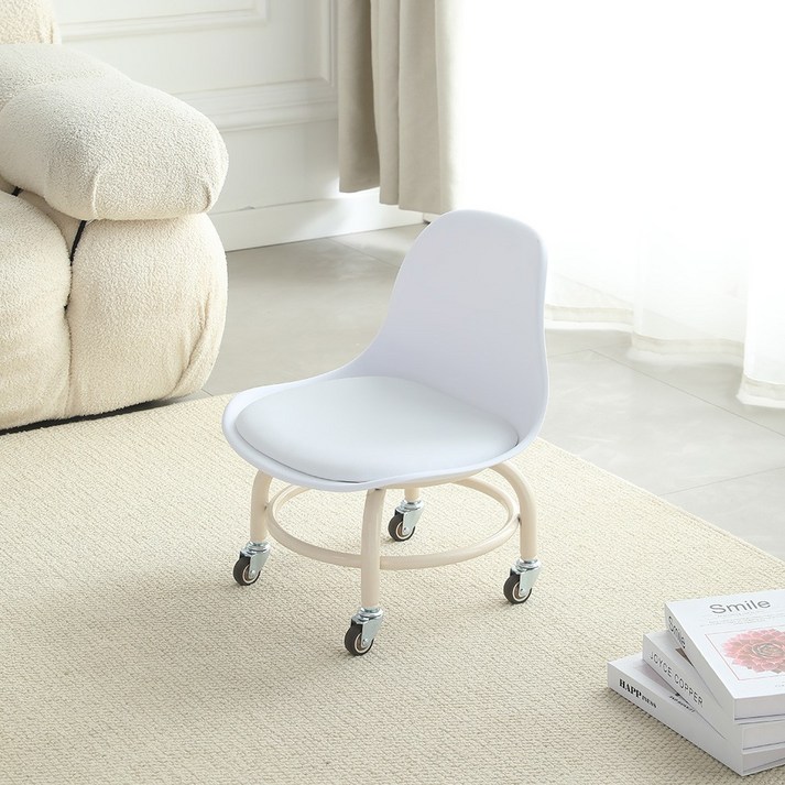 우이지아 NEW 2세대 무소음 회전 앉은뱅이 요추 의자, 화이트