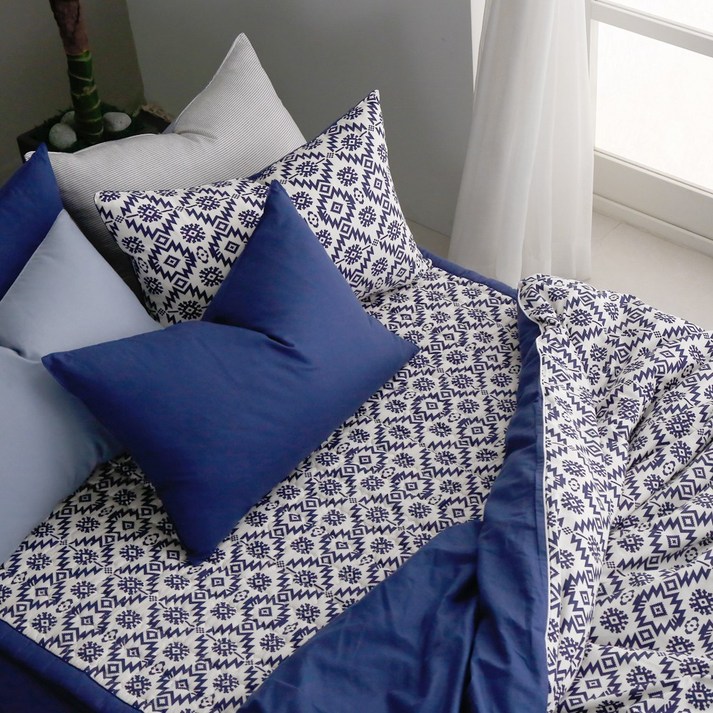 에스닉 국산 순면 이불커버 광목 30수 S D Q 싱글 더블 퀸 사계절 기품있는 네이비