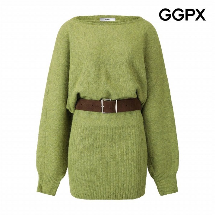 [AK플라자] [GGPX] 스퀘이드 벨트 세트 퍼프 미니 니트 원피스 (GPBOP005F)