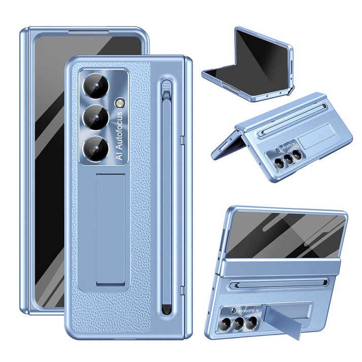 Elvo 갤럭시 Z폴드 7 6 5 가죽 케이스 액정 힌지 보호 S 펜 거치대 일체형 풀커버 케이스