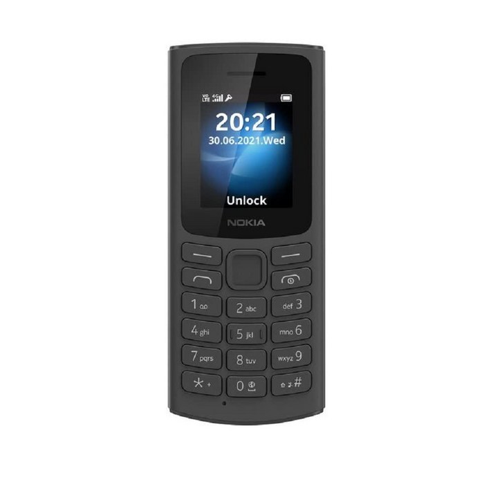 노키아 Nokia 105 4G GSM 언락 휴대폰 볼트 블랙 국제 버전 AT&T/Cricket/Verizon 호환 불가