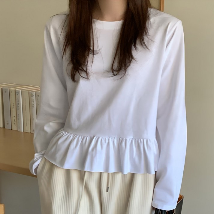 리뉴엔스 러블리 프릴 레이어드 이너 기본 긴팔 티