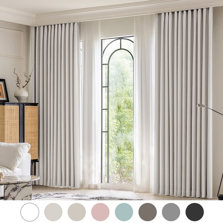 커튼킹 호텔식나비주름암막커튼 거실커텐 민자형린넨암막커튼 창문용커텐 아일렛형쉐도우암막커튼 2장