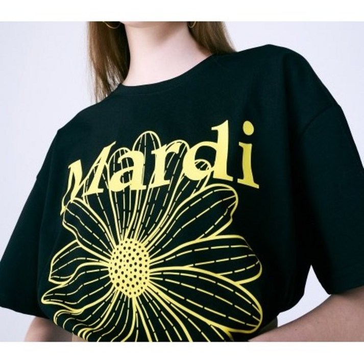 마르디메크르디  꽃무니 반팔 티셔츠 블랙 옐로 MARDI MERCREDI TSHIRT FLOWERMARDIBLACK YELLOW