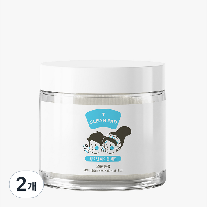 와프랩 사춘기 청소년 클렌징 수분 패드 60매, 2개, 130ml