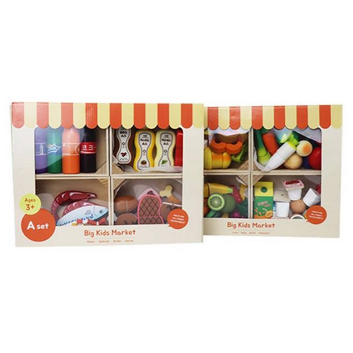 에이치비카펜트리 빅키즈마켓 주방놀이 소품 A + B 세트, 혼합색상, 1세트
