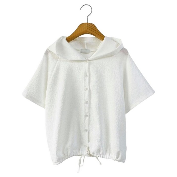 린다샵 라인다 밑단 스트랩 오버핏 플라워 후드 블라우스 cpbl5768k54