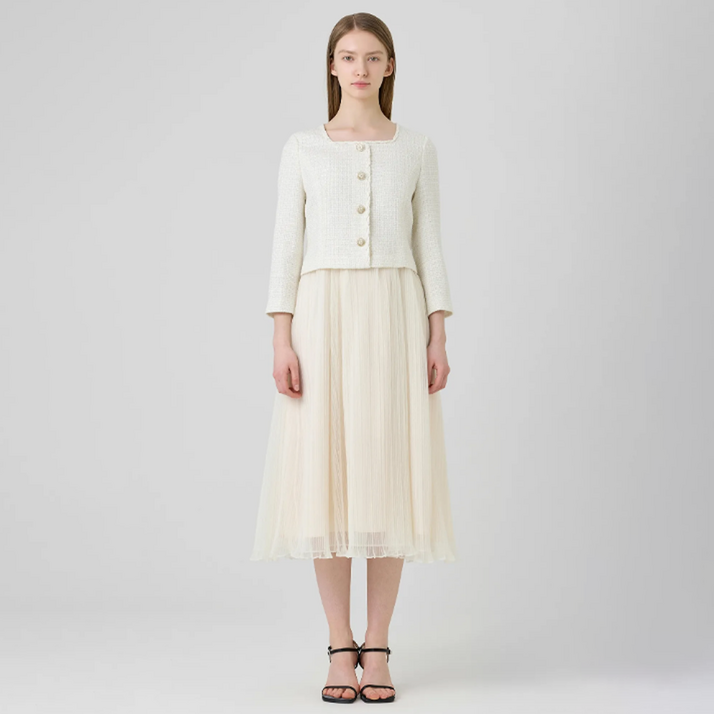 라인어디션 스퀘어넥 트위드 탑 원피스