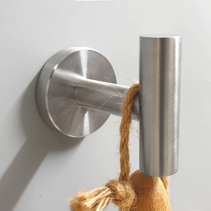 에브리윅 무광 304 스텐 욕실 후크 원형 타공용, 실버, 1개