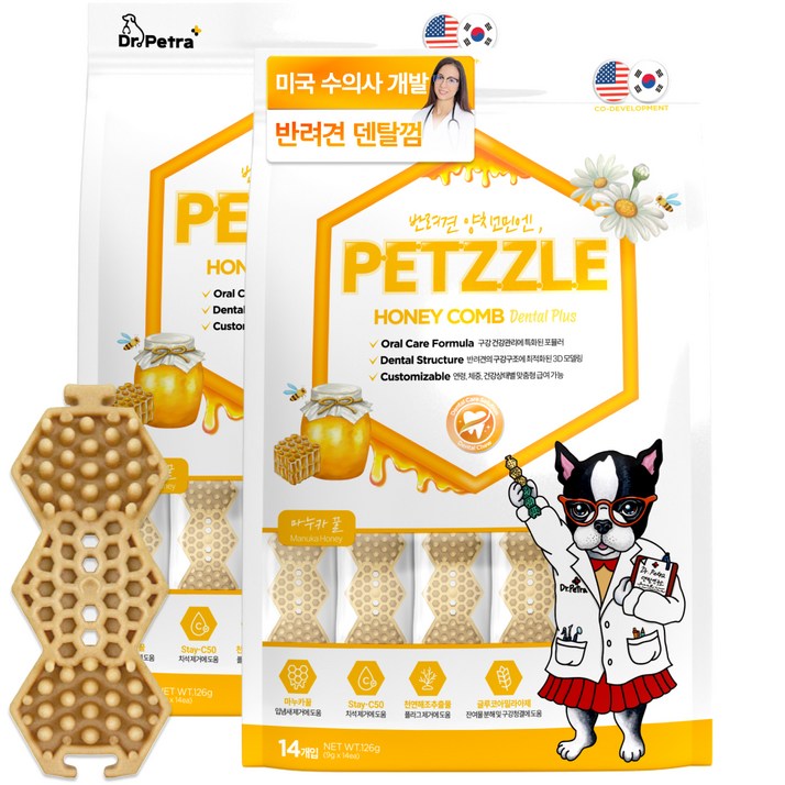 닥터페트라 강아지 펫즐 허니콤 덴탈껌, 28개, 9g, 마누카꿀맛