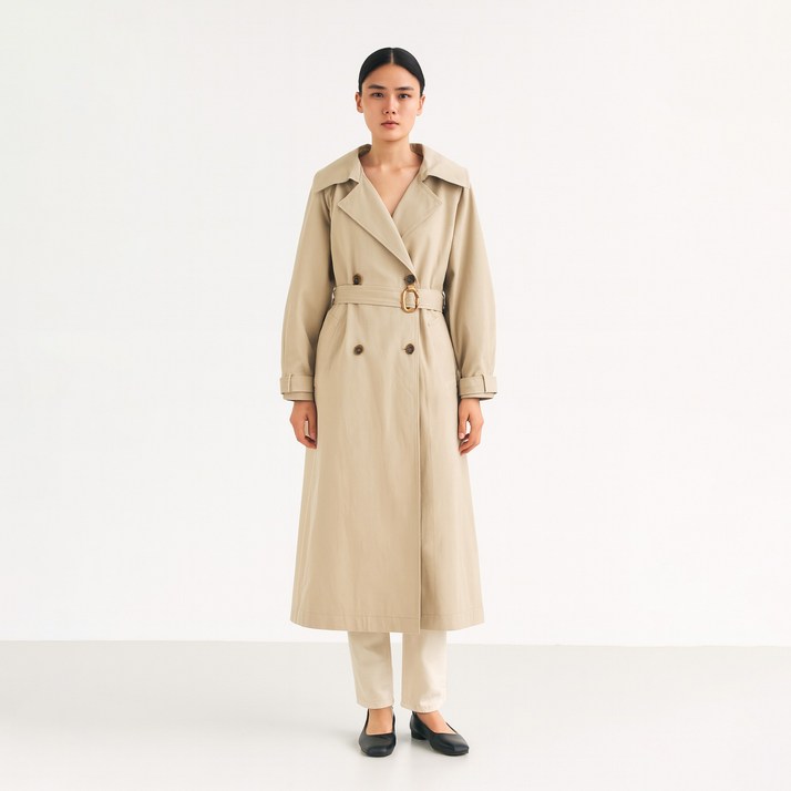 온앤온 여성용 볼륨 슬리브 트렌치 코트