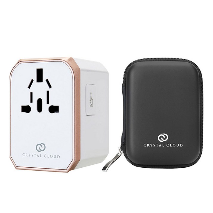 크리스탈클라우드 5포트 5.6A 해외 여행용 해외 멀티 플러그 어댑터 CC305PLUS 로즈골드