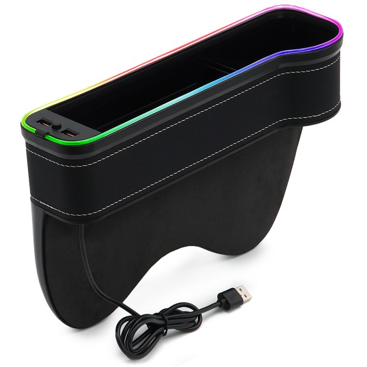 에이스피드 차량용 멀티 컵홀더 틈새 수납 QC3.0 USB 충전 사이드포켓, 1개, 블랙보조석
