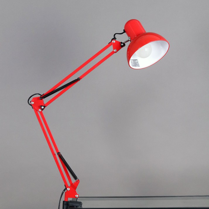 집게형 클램프 스탠드 북라이트 제도등 조명 관절이 자유로운 책상스탠드조명, 레드