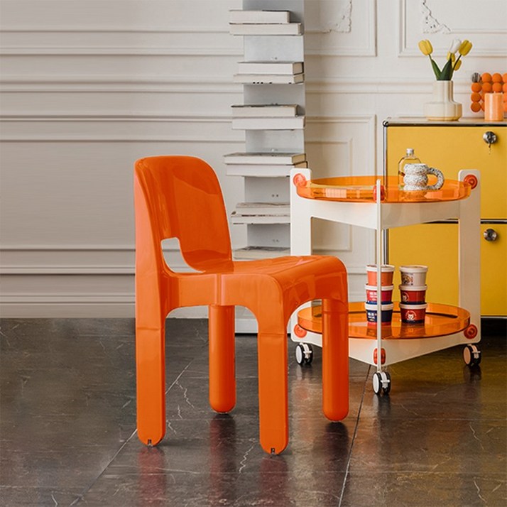 로얄다이아 엣지체어 미드센추리 모던 빈티지 뉴트로 포인트 체어 인테리어의자 카페의자, 엣지체어  오렌지