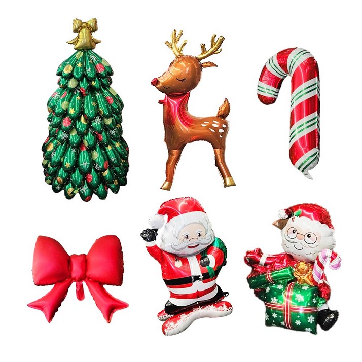 크리스마스 6종 세트 대형 풍선 트리 산타 리본 파티 장식 1.4m
