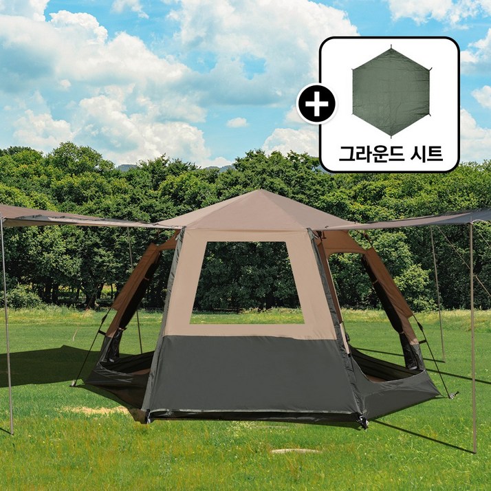 카르닉 라에뉴 원터치텐트 5-6인 투톤 카키베이지, TPU타입(카키오트베이지), 대형+전용시트(딥카키)