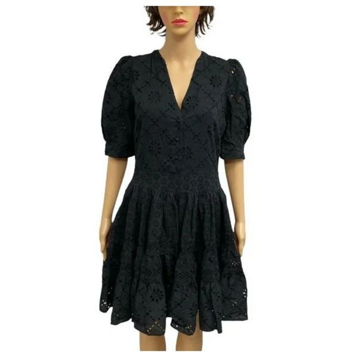 마쥬원피스 Maje Rayanette a-Line Eyelet Dress Black Size 38 US M