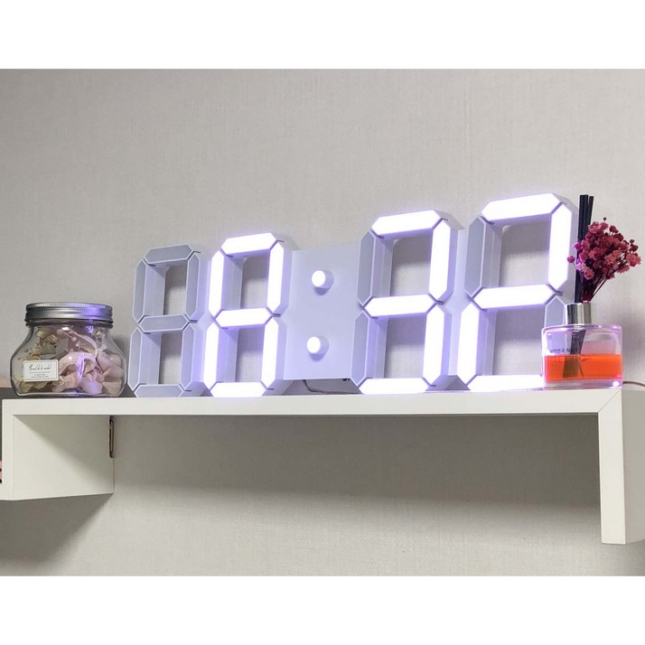 3D 벽시계 대형 LED 시계 사무실 거실 인테리어 집들이 개업 45cm GPS 시간자동설정 단색 화이트 KMG3DBW, 화이트