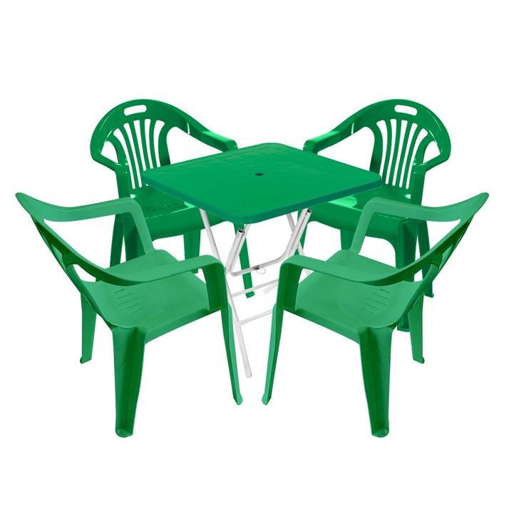 플라스틱테이블 야외테이블 편의점 포장마차 간이 접이식 테이블 의자 세트, 그린