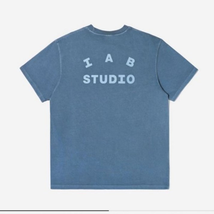 IAB Studio 남성용 코튼 크루넥 티셔츠 루즈한 프린트 캐주얼 하이 스트리트 스포츠 반팔 상의 하라주쿠
