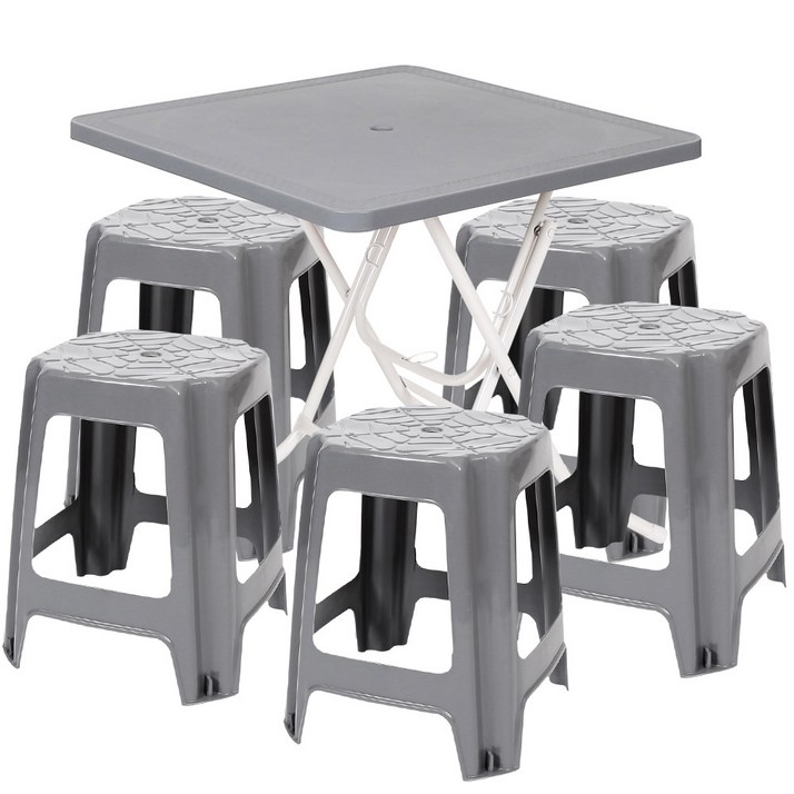 지오리빙 포장마차 사각 테이블 1개 사각의자 5개 세트