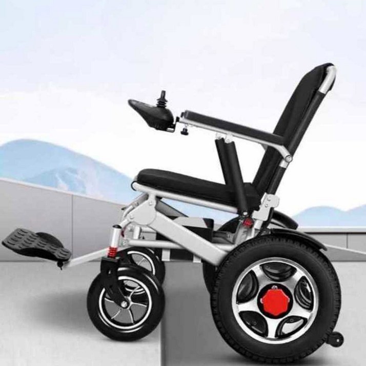 전동접이식휠체어 어르신 전동차 경량 장거리사용 어르신전동차 6AH 휴대용 검은색