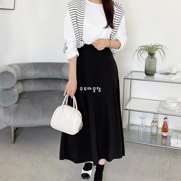 A라인 플레어 롱스커트 밴딩 스판 치마