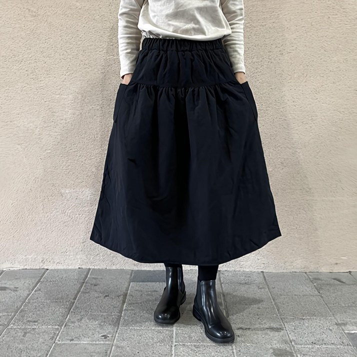 아이보리앤코 패딩스커트 바스락스커트 겨울 롱치마 루즈핏 라엘