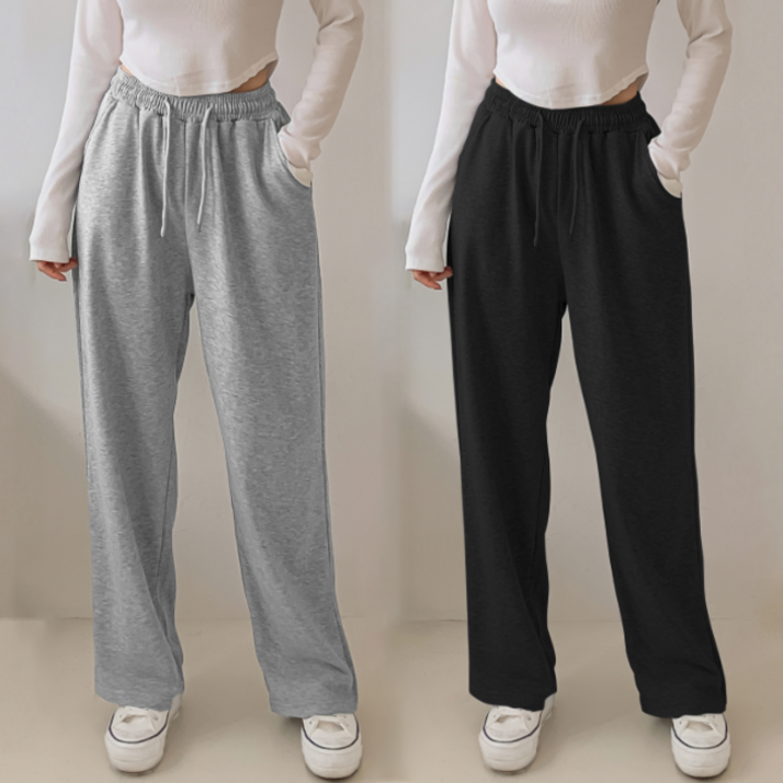 디어스킨 여성 세미 와이드 트레이닝 밴딩 팬츠 2p